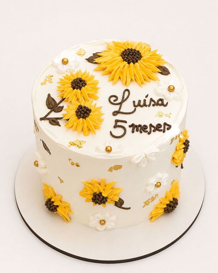 Bolo tema girassol, para a Luísa de 5 meses